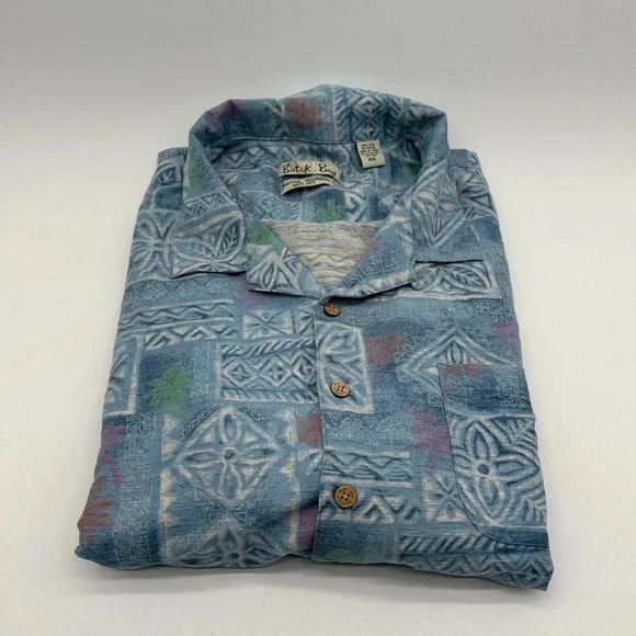 Batik Bay Shirt Mens 2XL  Hawaiian Island Beach Tropical Button Up Blue 100%silk - Picture 7 of 7